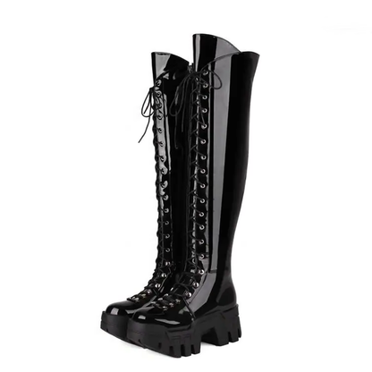 Funki Findz | Boots | Women's Platform Over Knee Lace Up Boot