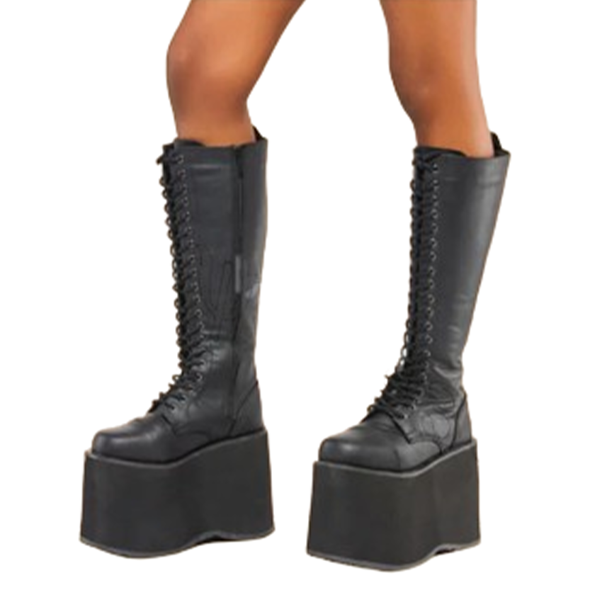 Funki Findz | Boots | Women's Red Buckle Strap Platform Boots