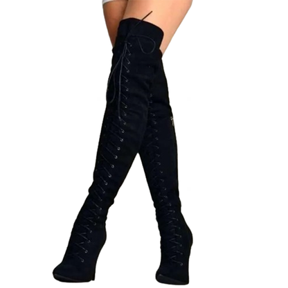 Funki Findz | Boots | Women's Over Knee Lace Up Stiletto Boots