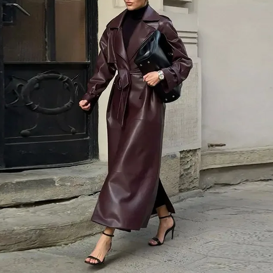 Funki Findz | Jackets | Women's Extra Long Faux Leather Coat