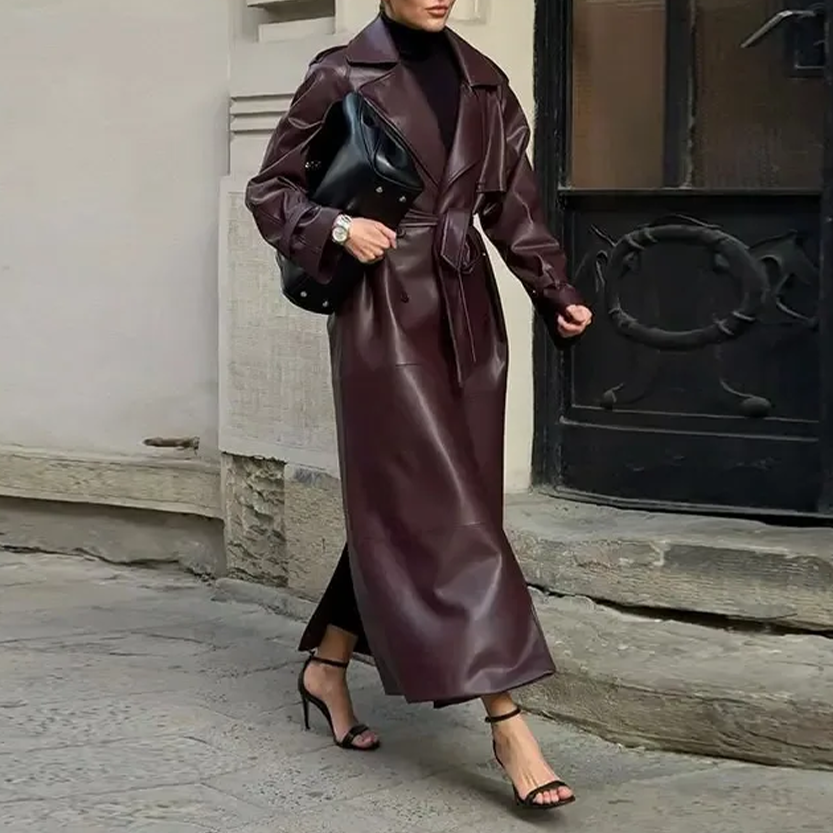 Funki Findz | Jackets | Women's Extra Long Faux Leather Coat