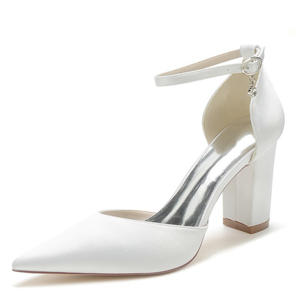 Funki Findz | Shoes | Women's Satin Block Heel Wedding Shoes
