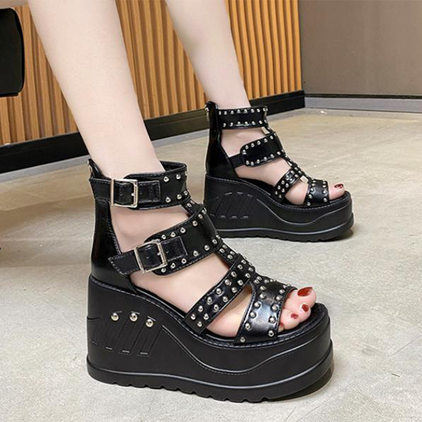 Funki Findz | Shoes | Women's Riveted Platform Wedge Sandals