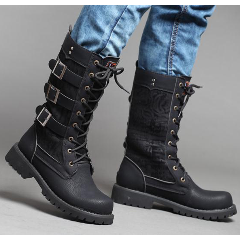 Funki Findz | Boots | Men's Gothic Motorcycle Mid-Calf Boots
