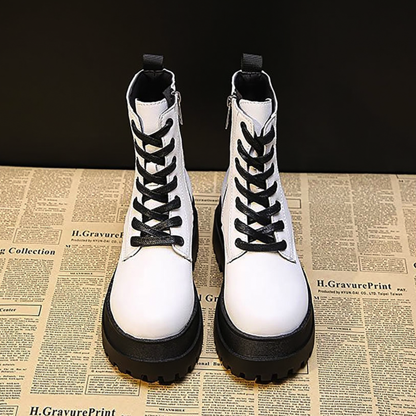 Funki Findz | Boots | Women's White Platform Ankle Boots