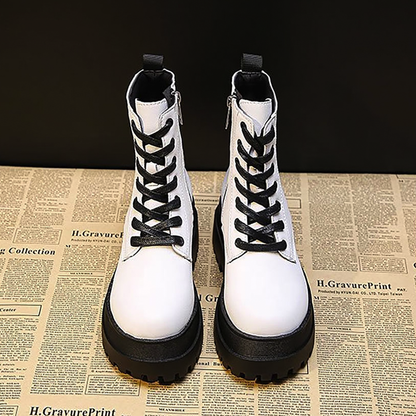 Funki Findz | Boots | Women's White Platform Ankle Boots