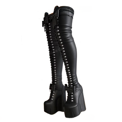 Funki Findz | Boots | Women's Over Knee Butterfly Bow Boots