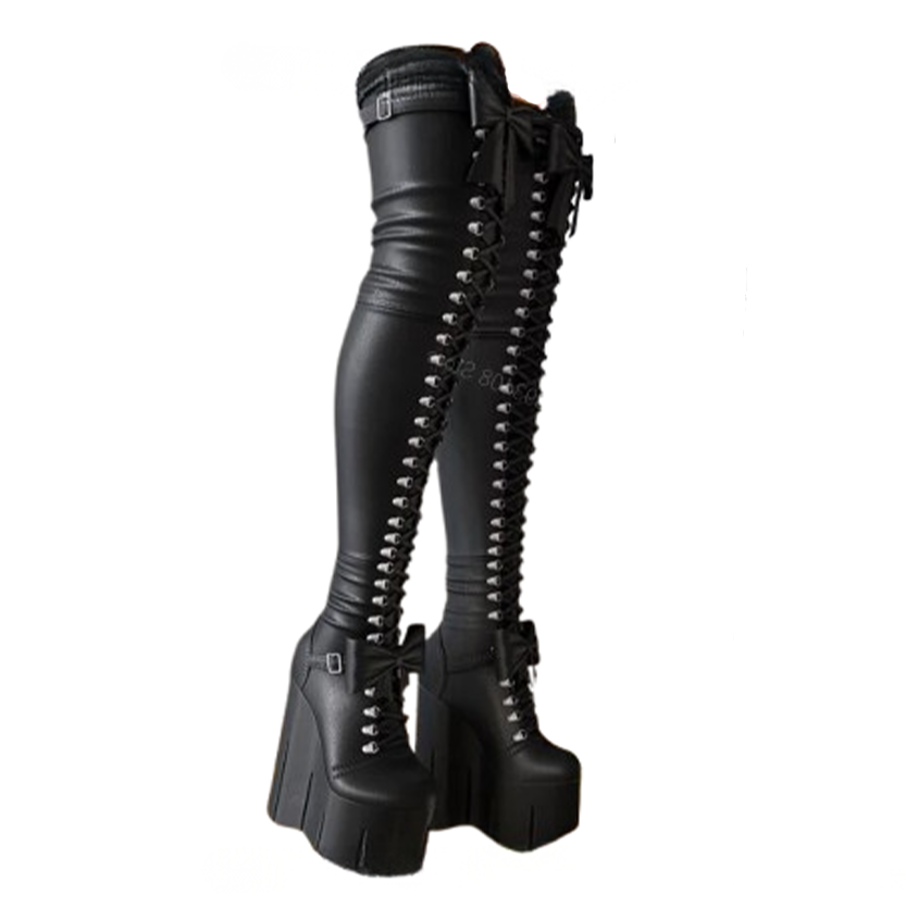 Funki Findz | Boots | Women's Over Knee Butterfly Bow Boots
