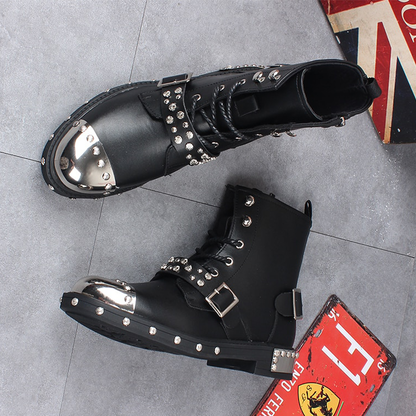 Funki Findz | Boots | Men's Leather Gothic Rivet Ankle Boots