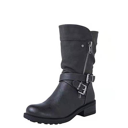 Funki Findz | Boots | Women's Biker Boot | Zipper Buckle Boots