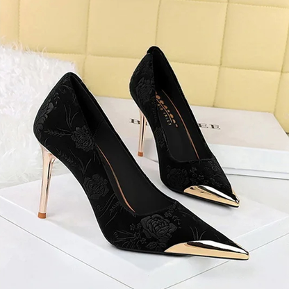 Funki Findz | Shoes | Women's Metal Toe Embroidered Pumps