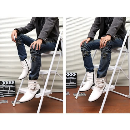 Funki Findz | Boots | Men's Buckle Strap Block Heel Dress Boots