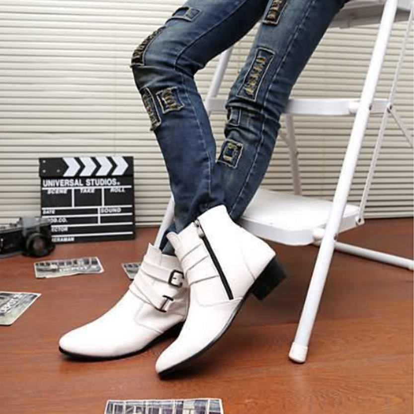 Funki Findz | Boots | Men's Buckle Strap Block Heel Dress Boots