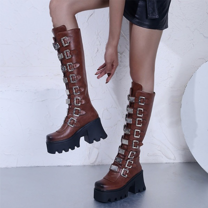 Funki Findz | Boots | Women's Gothic Buckle Plate Platform Boot
