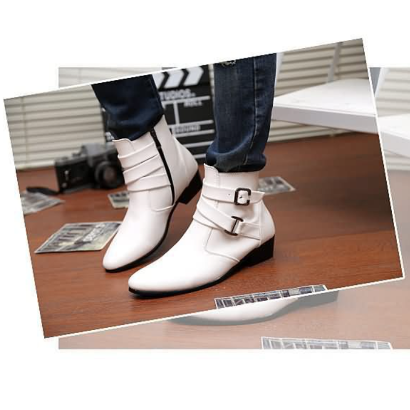 Funki Findz | Boots | Men's Buckle Strap Block Heel Dress Boots