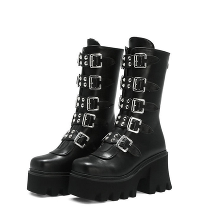Funki Findz | Boots | Women's Platform Buckle Strap Wedges