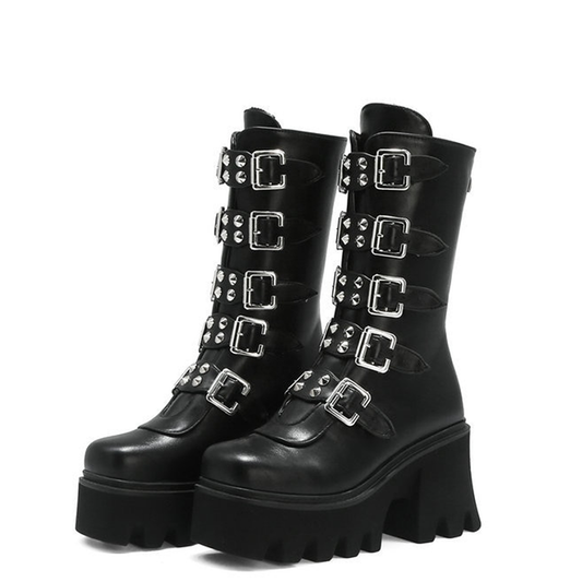 Funki Findz | Boots | Women's Platform Buckle Strap Wedges