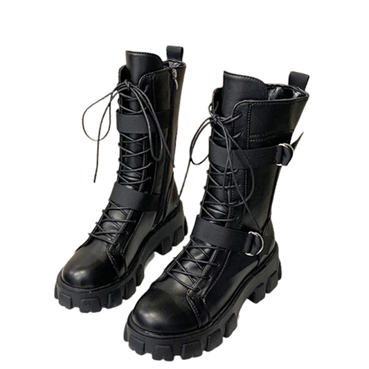 Funki Findz | Boots | Women's Lace-Up Combat Boots Biker Boot