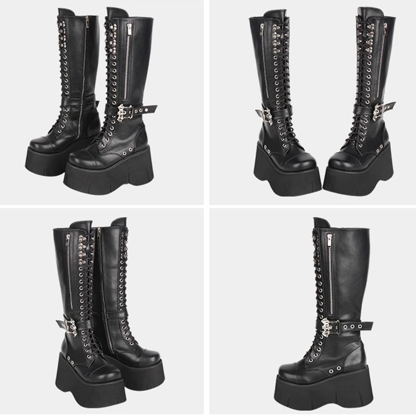 Funki Findz | Boots | Women's Goth Zip Buckle Motorcycle Boot