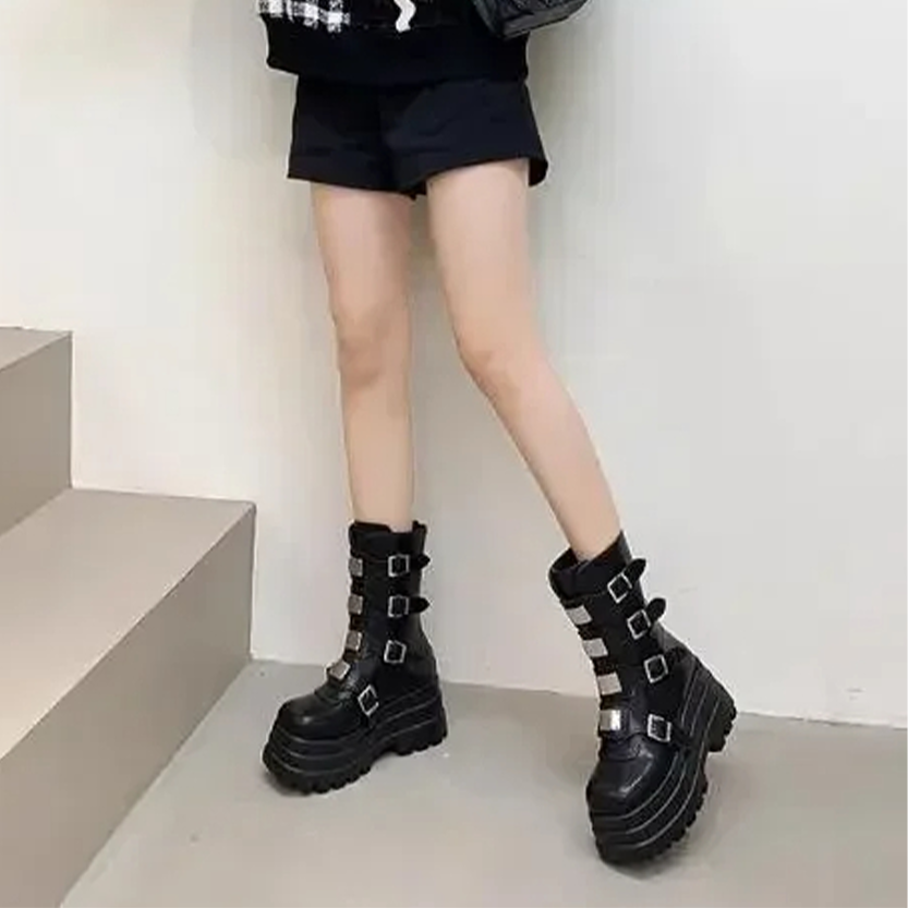 Funki Findz | Boots | Women's Gothic Metal Plate Platform Boots