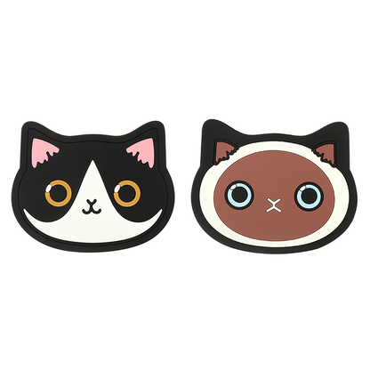 Funki Findz | Coasters | Cute Cartoon Cat Face Cup Mats 6 Pcs