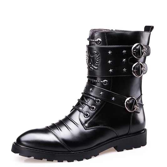 Funki Findz | Boots | Men's Punk Rivet Buckle Motorcycle Boots