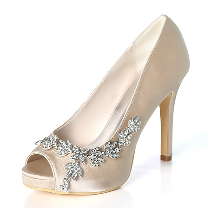Funki Findz | Shoes | Women's Satin Peep Toe Wedding Shoes
