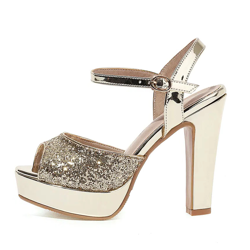 Funki Findz | Shoes | Women's Gold Silver High Chunky Sandals