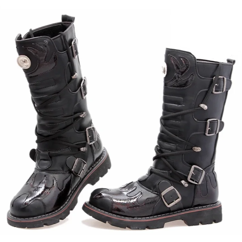 Funki Findz | Boots | Men's Knee-High Combat Motorcycle Boots