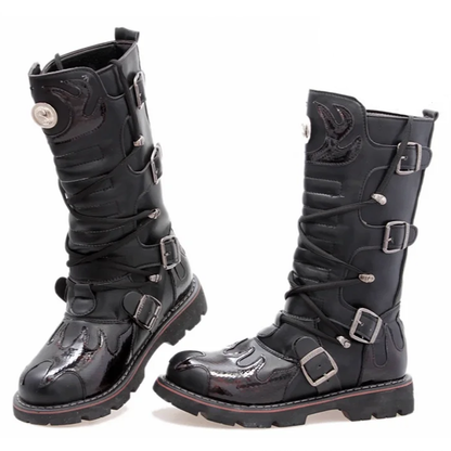 Funki Findz | Boots | Men's Knee-High Combat Motorcycle Boots