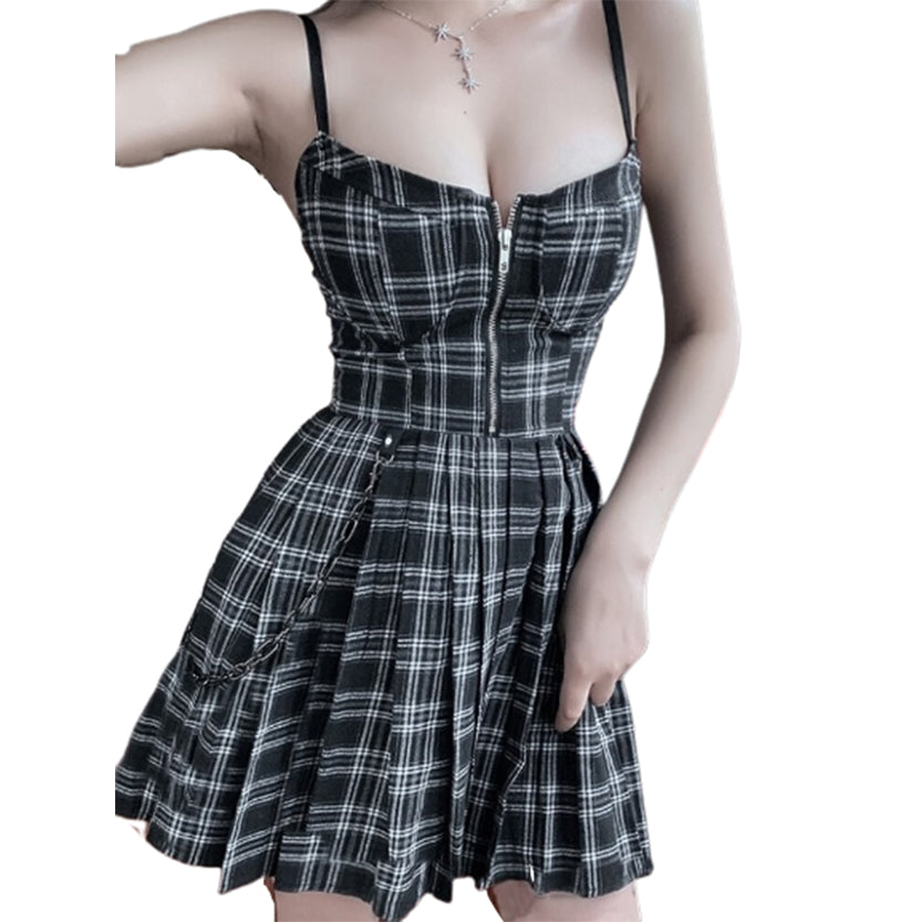 Funki Findz | Dresses | Women's Gothic Plaid Pleated Dress