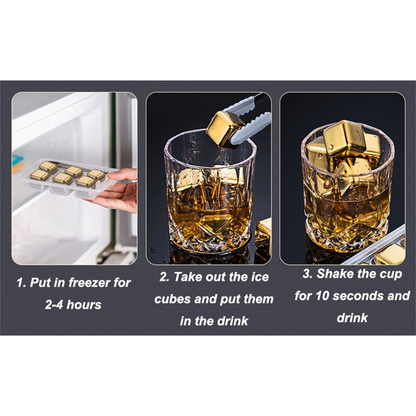 Funki Findz | Whisky Stones | Gold Stainless Steel Ice Cube Sets