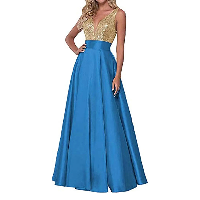 Funki Findz | Dresses | Women's Satin Sequin Evening Dress