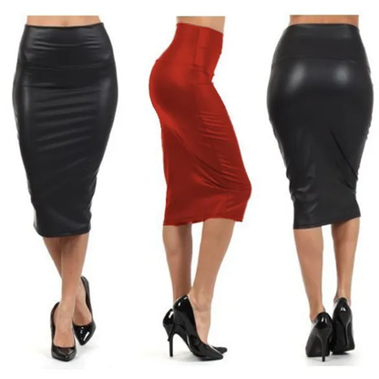 Funki Findz | Skirts | Women's Faux Leather Fitted Pencil Skirts