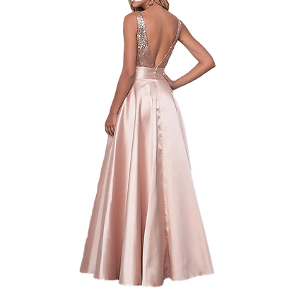 Funki Findz | Dresses | Women's Satin Sequin Evening Dress