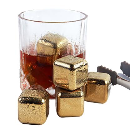 Funki Findz | Whisky Stones | Gold Stainless Steel Ice Cube Sets