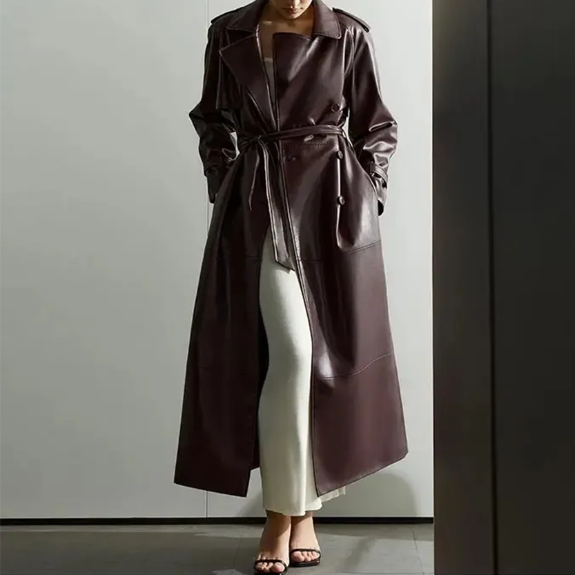 Funki Findz | Jackets | Women's Extra Long Faux Leather Coat