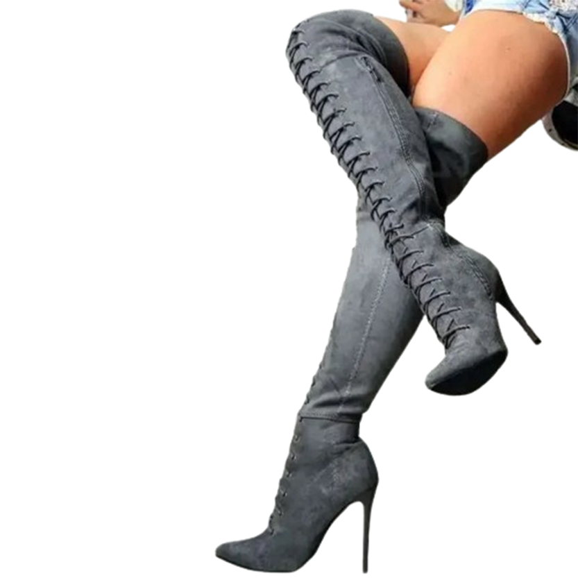Funki Findz | Boots | Women's Over Knee Lace Up Stiletto Boots