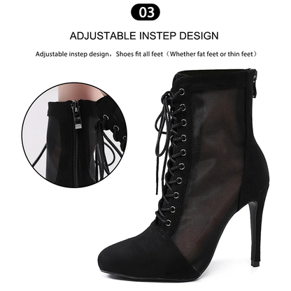 Funki Findz | Boots | Women's Mesh Stiletto Latin Dance Boots