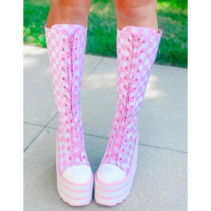 Funki Findz | Boots | Women's Canvas Platform Wedge Sneakers