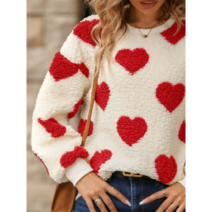 Funki Findz | Sweaters | Women's Fuzzy Heart Winter Sweatshirt