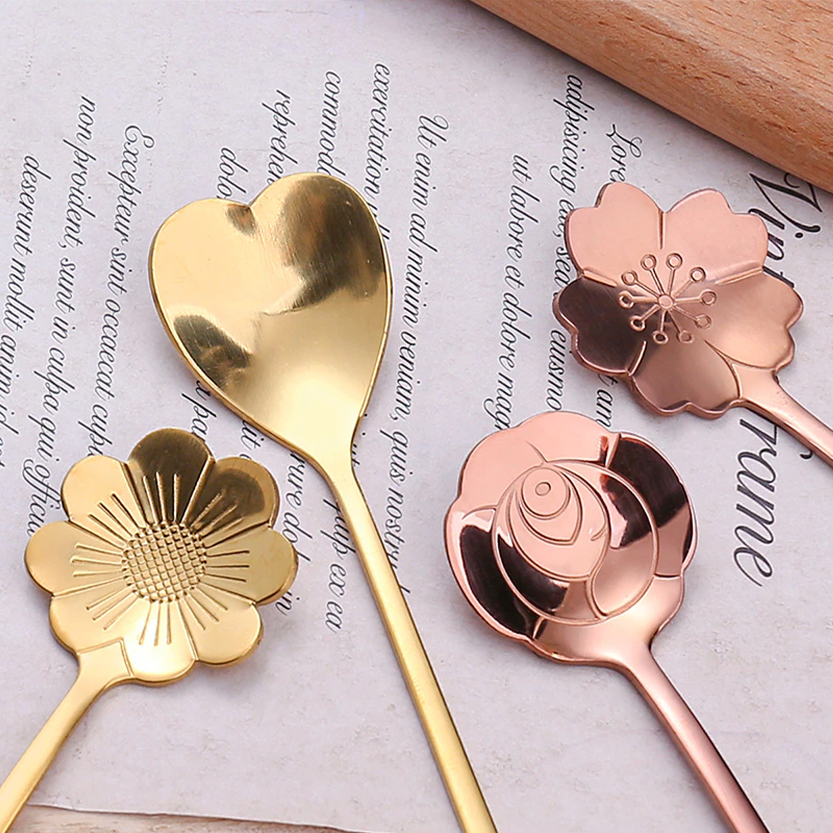 Funki Findz | Spoons |  Flower Spoons | Long Handle Spoons 4Pc