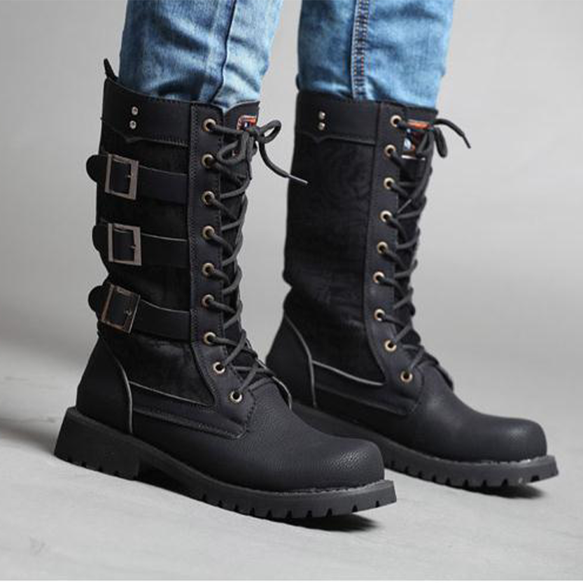 Funki Findz | Boots | Men's Gothic Motorcycle Mid-Calf Boots