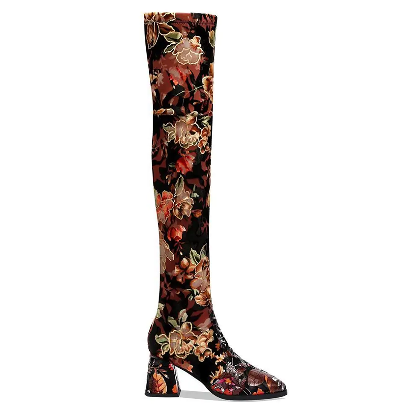 Funki Findz | Boots | Women's Over Knee Flower Embroider Boot