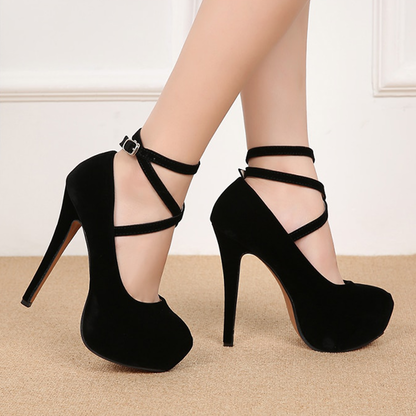 Funki Findz | Shoes | Women's Super High Cross Strap Platforms