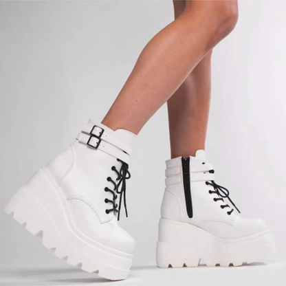 Funki Findz | Boots | Women's High Platform Buckle Ankle Boots