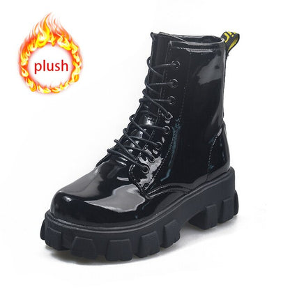 Funki Findz | Boots | Women's Black Ankle Boot | Chunky Heel