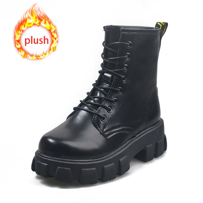 Funki Findz | Boots | Women's Black Ankle Boot | Chunky Heel