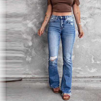 Funki Findz | Pants | Women's Straight Leg Boot Cut Ripped Jean