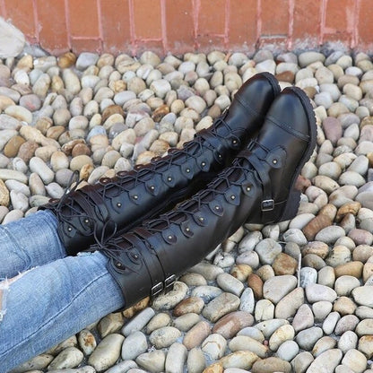 Funki Findz | Boots | Women's Knee High Steampunk Flat Boots